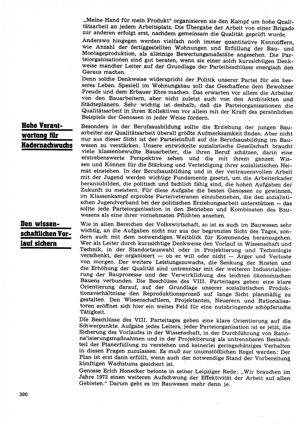 Neuer Weg (NW), Organ des Zentralkomitees (ZK) der SED (Sozialistische Einheitspartei Deutschlands) für Fragen des Parteilebens, 27. Jahrgang [Deutsche Demokratische Republik (DDR)] 1972, Seite 390 (NW ZK SED DDR 1972, S. 390)