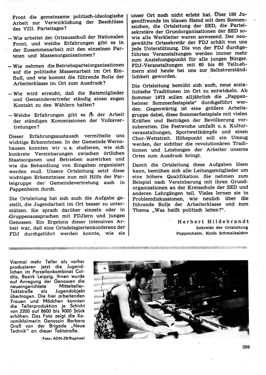 Neuer Weg (NW), Organ des Zentralkomitees (ZK) der SED (Sozialistische Einheitspartei Deutschlands) für Fragen des Parteilebens, 27. Jahrgang [Deutsche Demokratische Republik (DDR)] 1972, Seite 399 (NW ZK SED DDR 1972, S. 399)