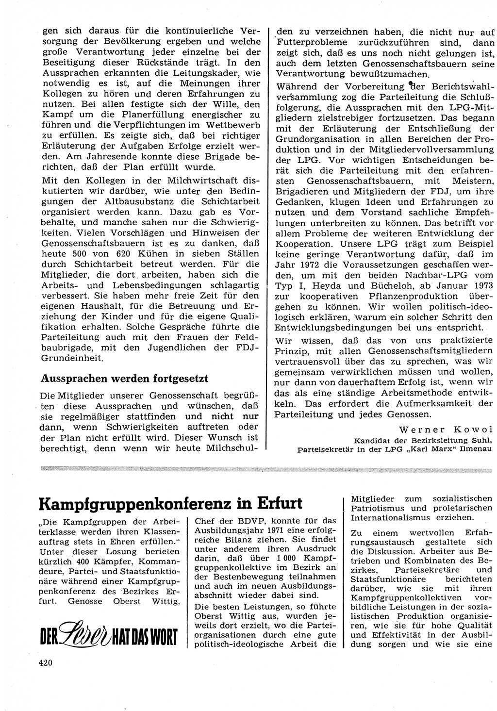 Neuer Weg (NW), Organ des Zentralkomitees (ZK) der SED (Sozialistische Einheitspartei Deutschlands) für Fragen des Parteilebens, 27. Jahrgang [Deutsche Demokratische Republik (DDR)] 1972, Seite 420 (NW ZK SED DDR 1972, S. 420)