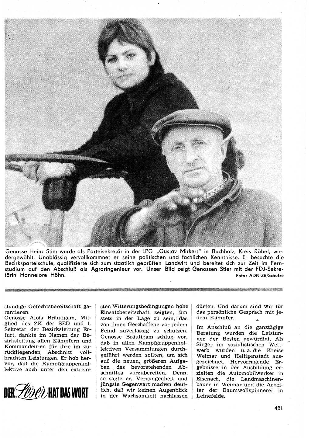 Neuer Weg (NW), Organ des Zentralkomitees (ZK) der SED (Sozialistische Einheitspartei Deutschlands) für Fragen des Parteilebens, 27. Jahrgang [Deutsche Demokratische Republik (DDR)] 1972, Seite 421 (NW ZK SED DDR 1972, S. 421)