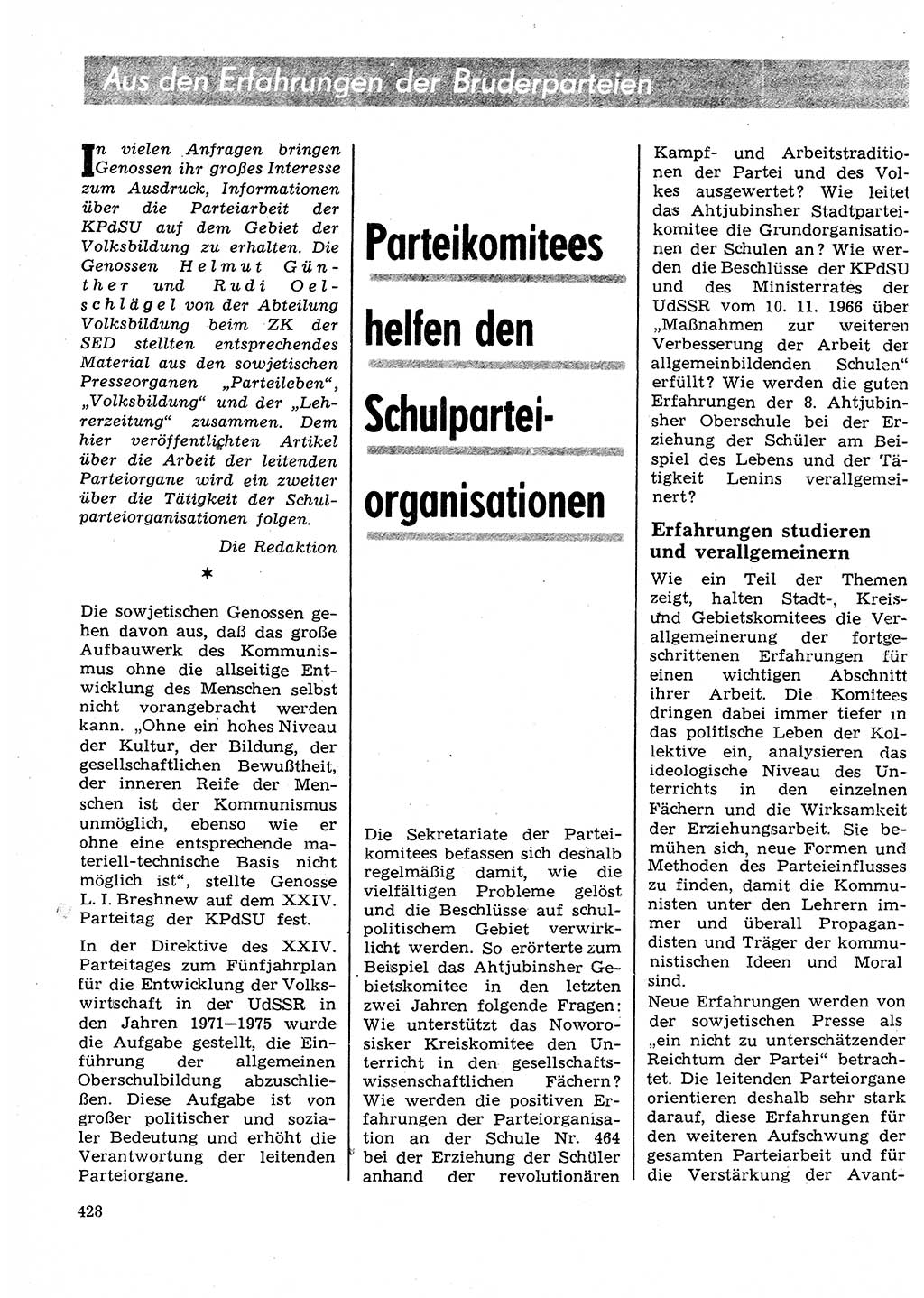 Neuer Weg (NW), Organ des Zentralkomitees (ZK) der SED (Sozialistische Einheitspartei Deutschlands) für Fragen des Parteilebens, 27. Jahrgang [Deutsche Demokratische Republik (DDR)] 1972, Seite 428 (NW ZK SED DDR 1972, S. 428)