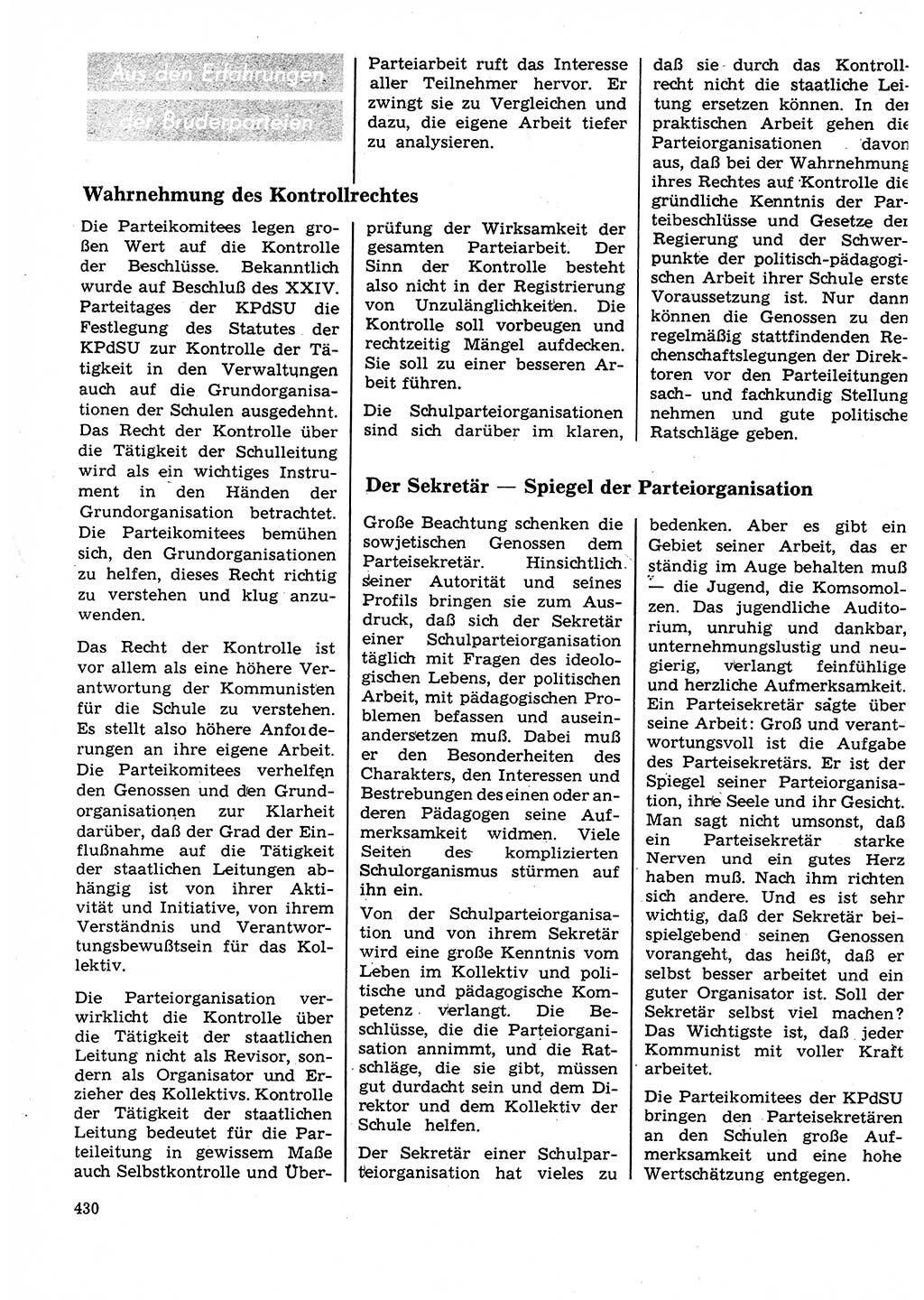 Neuer Weg (NW), Organ des Zentralkomitees (ZK) der SED (Sozialistische Einheitspartei Deutschlands) für Fragen des Parteilebens, 27. Jahrgang [Deutsche Demokratische Republik (DDR)] 1972, Seite 430 (NW ZK SED DDR 1972, S. 430)