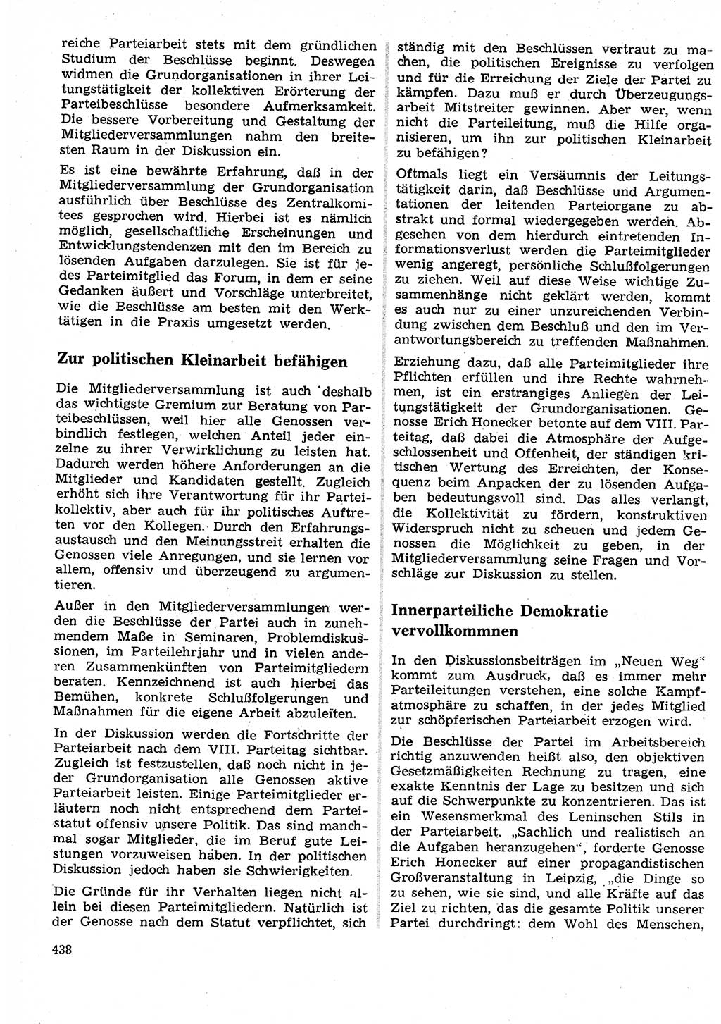 Neuer Weg (NW), Organ des Zentralkomitees (ZK) der SED (Sozialistische Einheitspartei Deutschlands) für Fragen des Parteilebens, 27. Jahrgang [Deutsche Demokratische Republik (DDR)] 1972, Seite 438 (NW ZK SED DDR 1972, S. 438)