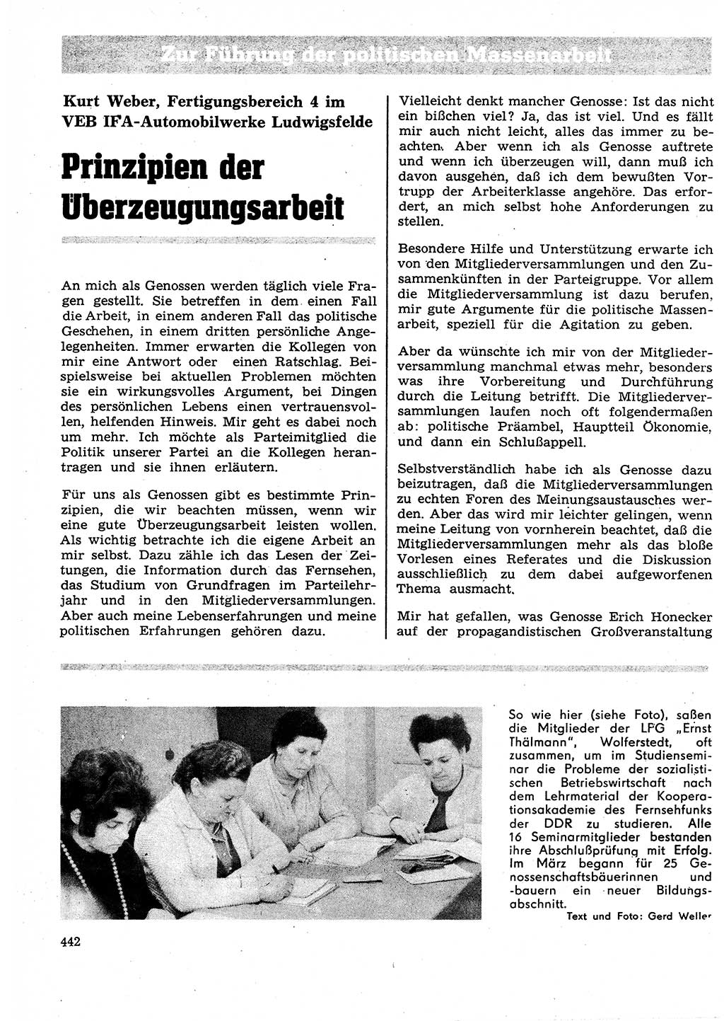 Neuer Weg (NW), Organ des Zentralkomitees (ZK) der SED (Sozialistische Einheitspartei Deutschlands) für Fragen des Parteilebens, 27. Jahrgang [Deutsche Demokratische Republik (DDR)] 1972, Seite 442 (NW ZK SED DDR 1972, S. 442)