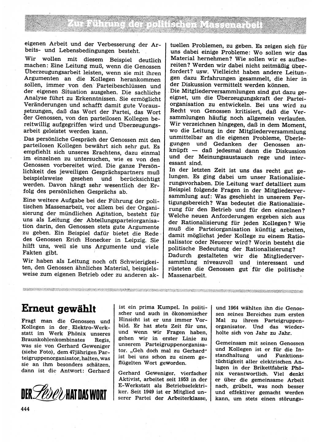 Neuer Weg (NW), Organ des Zentralkomitees (ZK) der SED (Sozialistische Einheitspartei Deutschlands) für Fragen des Parteilebens, 27. Jahrgang [Deutsche Demokratische Republik (DDR)] 1972, Seite 444 (NW ZK SED DDR 1972, S. 444)