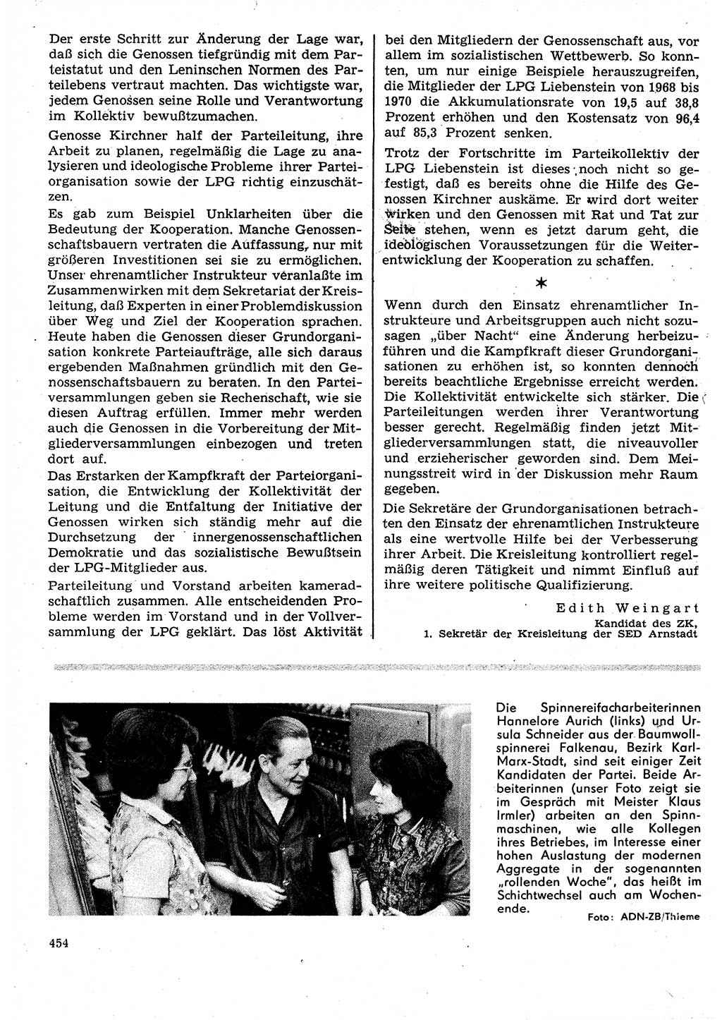 Neuer Weg (NW), Organ des Zentralkomitees (ZK) der SED (Sozialistische Einheitspartei Deutschlands) für Fragen des Parteilebens, 27. Jahrgang [Deutsche Demokratische Republik (DDR)] 1972, Seite 454 (NW ZK SED DDR 1972, S. 454)