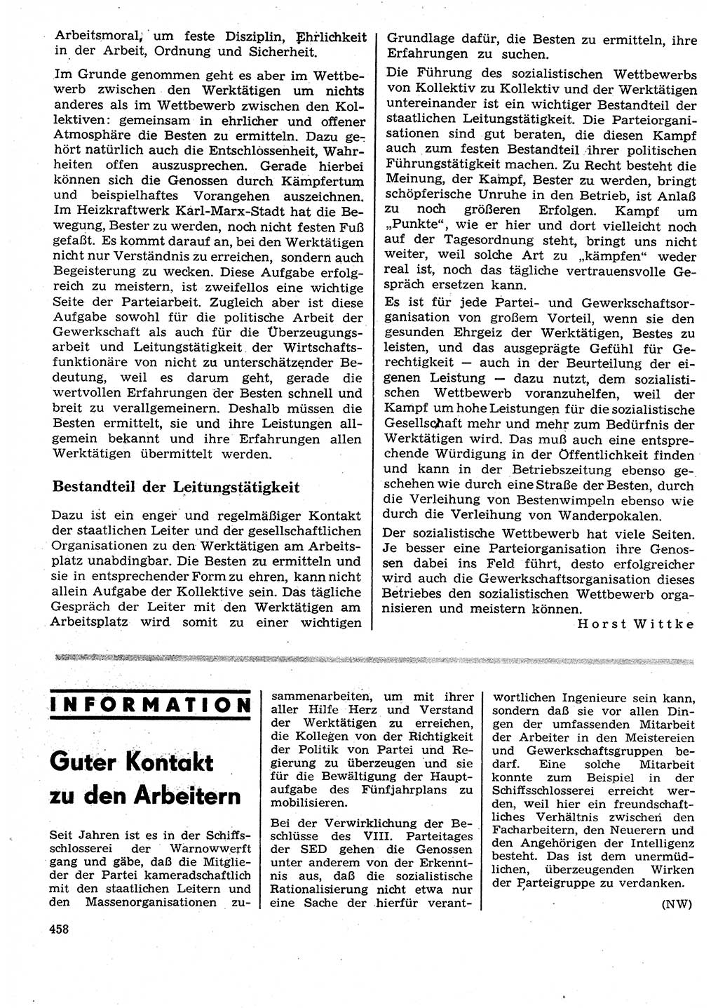 Neuer Weg (NW), Organ des Zentralkomitees (ZK) der SED (Sozialistische Einheitspartei Deutschlands) für Fragen des Parteilebens, 27. Jahrgang [Deutsche Demokratische Republik (DDR)] 1972, Seite 458 (NW ZK SED DDR 1972, S. 458)