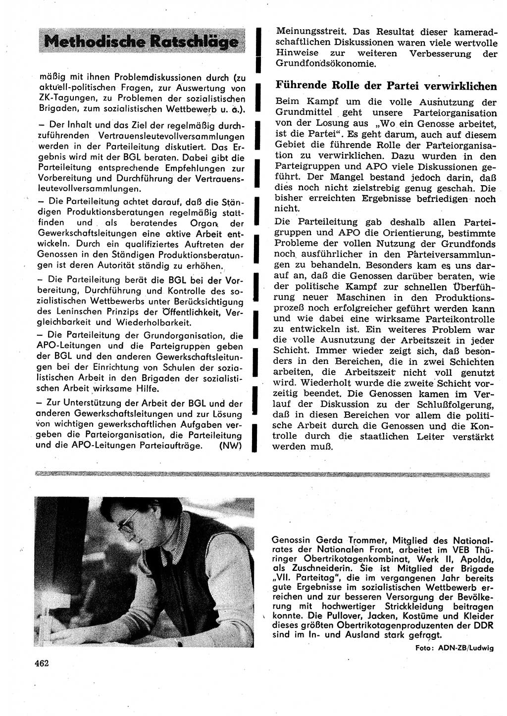 Neuer Weg (NW), Organ des Zentralkomitees (ZK) der SED (Sozialistische Einheitspartei Deutschlands) für Fragen des Parteilebens, 27. Jahrgang [Deutsche Demokratische Republik (DDR)] 1972, Seite 462 (NW ZK SED DDR 1972, S. 462)