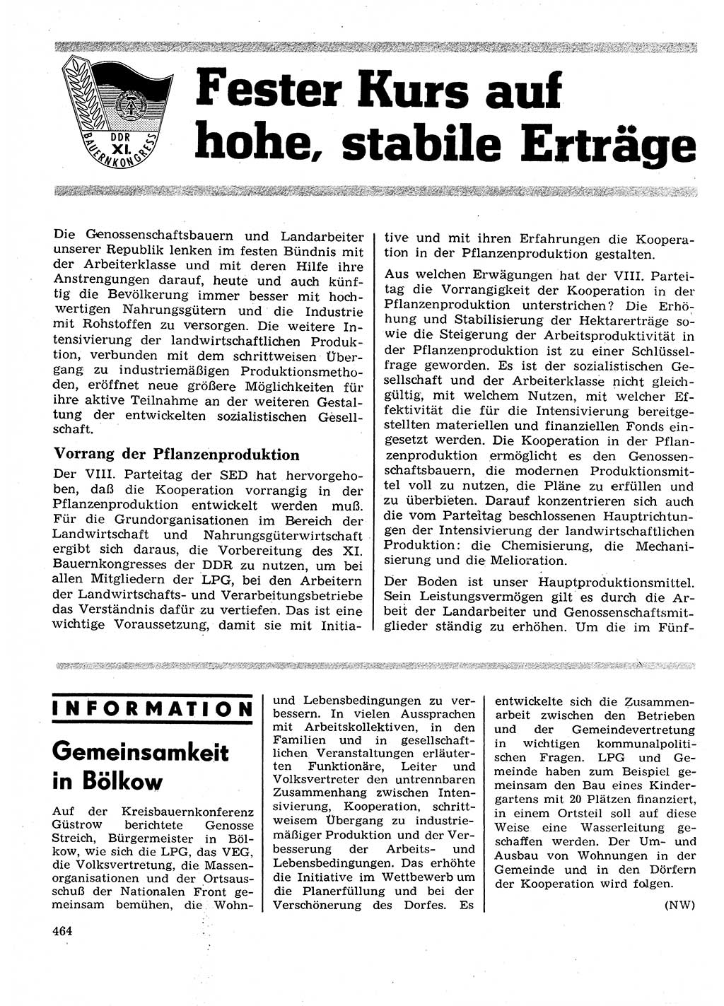 Neuer Weg (NW), Organ des Zentralkomitees (ZK) der SED (Sozialistische Einheitspartei Deutschlands) für Fragen des Parteilebens, 27. Jahrgang [Deutsche Demokratische Republik (DDR)] 1972, Seite 464 (NW ZK SED DDR 1972, S. 464)