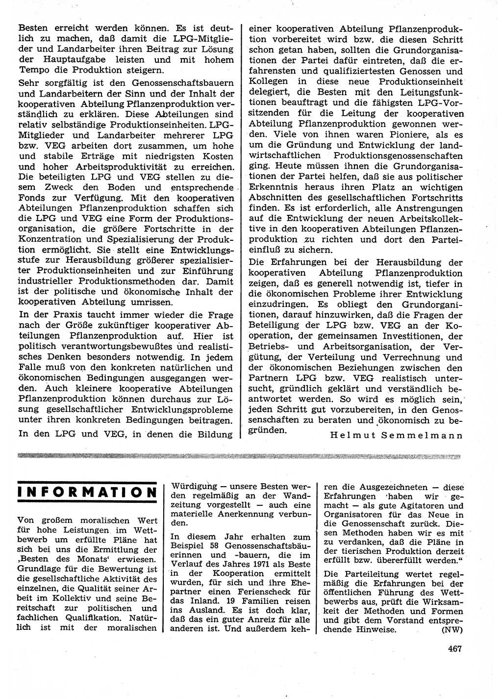 Neuer Weg (NW), Organ des Zentralkomitees (ZK) der SED (Sozialistische Einheitspartei Deutschlands) für Fragen des Parteilebens, 27. Jahrgang [Deutsche Demokratische Republik (DDR)] 1972, Seite 467 (NW ZK SED DDR 1972, S. 467)