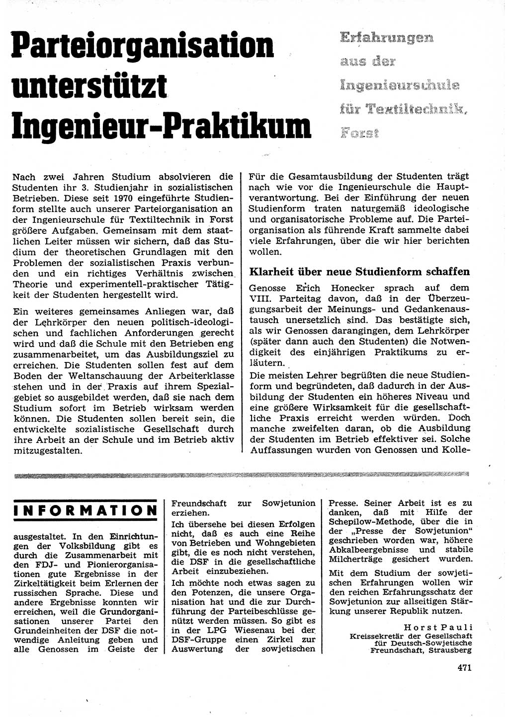Neuer Weg (NW), Organ des Zentralkomitees (ZK) der SED (Sozialistische Einheitspartei Deutschlands) für Fragen des Parteilebens, 27. Jahrgang [Deutsche Demokratische Republik (DDR)] 1972, Seite 471 (NW ZK SED DDR 1972, S. 471)