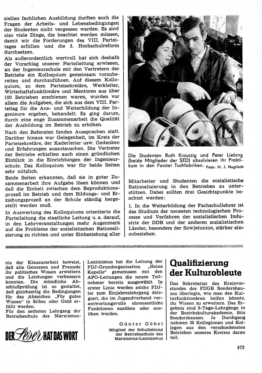 Neuer Weg (NW), Organ des Zentralkomitees (ZK) der SED (Sozialistische Einheitspartei Deutschlands) für Fragen des Parteilebens, 27. Jahrgang [Deutsche Demokratische Republik (DDR)] 1972, Seite 473 (NW ZK SED DDR 1972, S. 473)