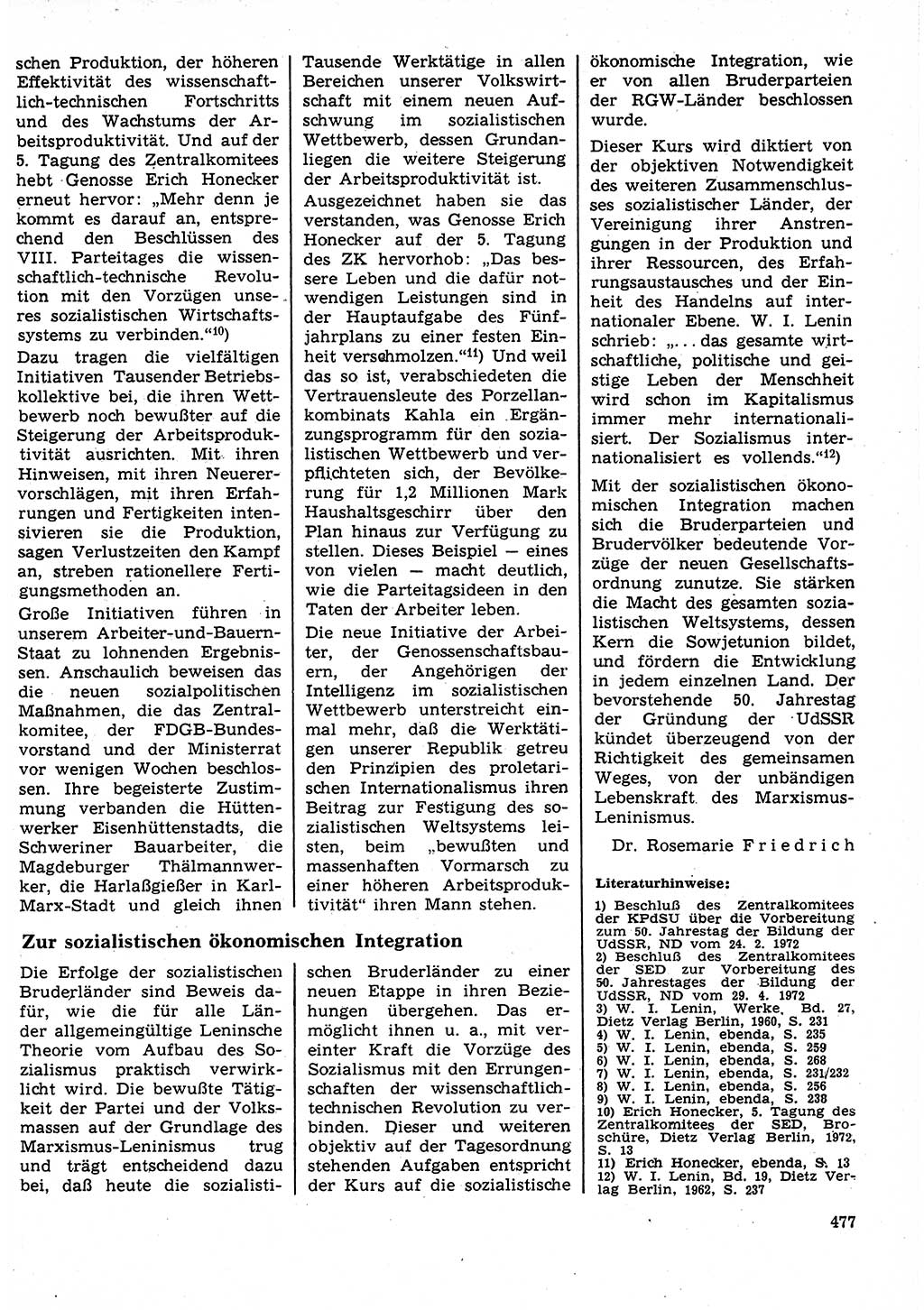 Neuer Weg (NW), Organ des Zentralkomitees (ZK) der SED (Sozialistische Einheitspartei Deutschlands) für Fragen des Parteilebens, 27. Jahrgang [Deutsche Demokratische Republik (DDR)] 1972, Seite 477 (NW ZK SED DDR 1972, S. 477)