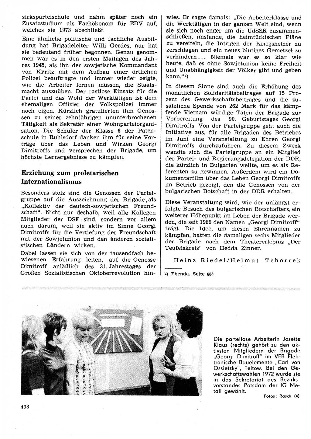 Neuer Weg (NW), Organ des Zentralkomitees (ZK) der SED (Sozialistische Einheitspartei Deutschlands) für Fragen des Parteilebens, 27. Jahrgang [Deutsche Demokratische Republik (DDR)] 1972, Seite 498 (NW ZK SED DDR 1972, S. 498)