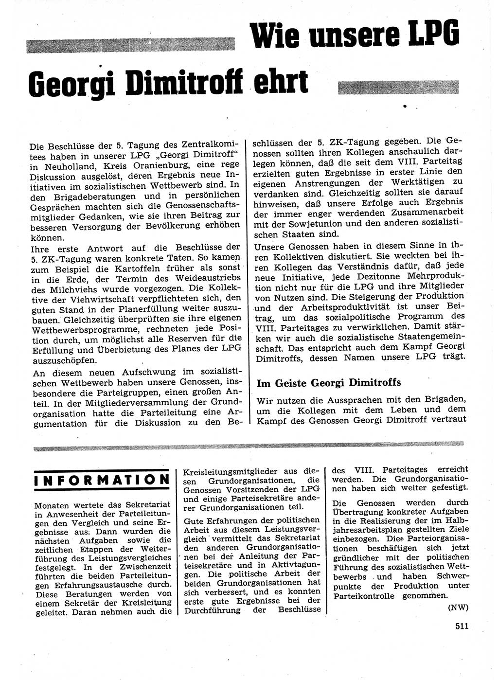 Neuer Weg (NW), Organ des Zentralkomitees (ZK) der SED (Sozialistische Einheitspartei Deutschlands) für Fragen des Parteilebens, 27. Jahrgang [Deutsche Demokratische Republik (DDR)] 1972, Seite 511 (NW ZK SED DDR 1972, S. 511)
