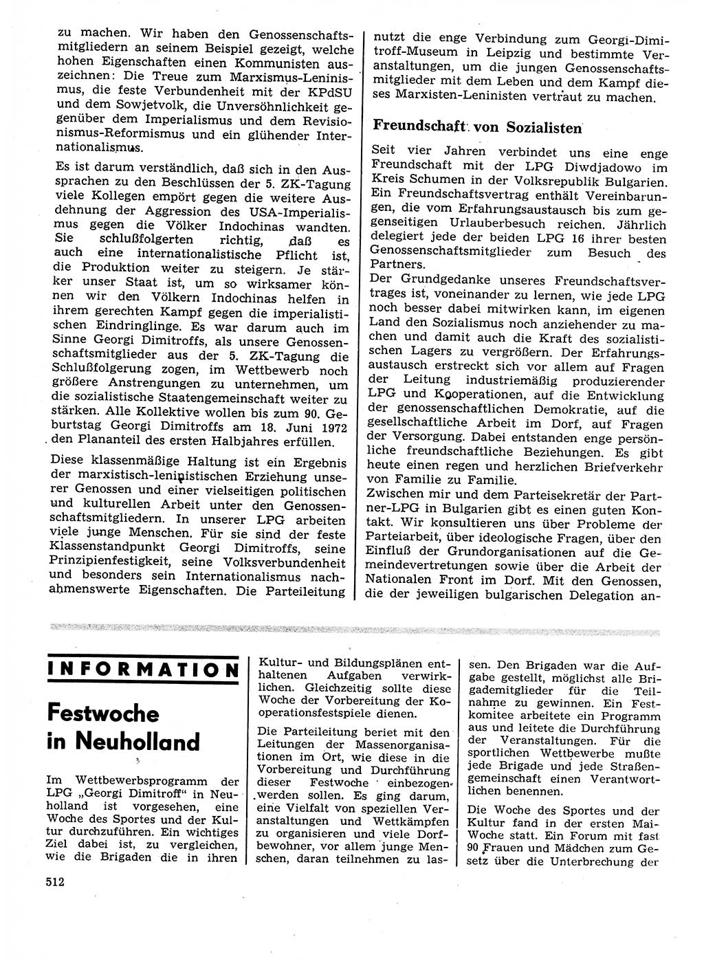 Neuer Weg (NW), Organ des Zentralkomitees (ZK) der SED (Sozialistische Einheitspartei Deutschlands) für Fragen des Parteilebens, 27. Jahrgang [Deutsche Demokratische Republik (DDR)] 1972, Seite 512 (NW ZK SED DDR 1972, S. 512)