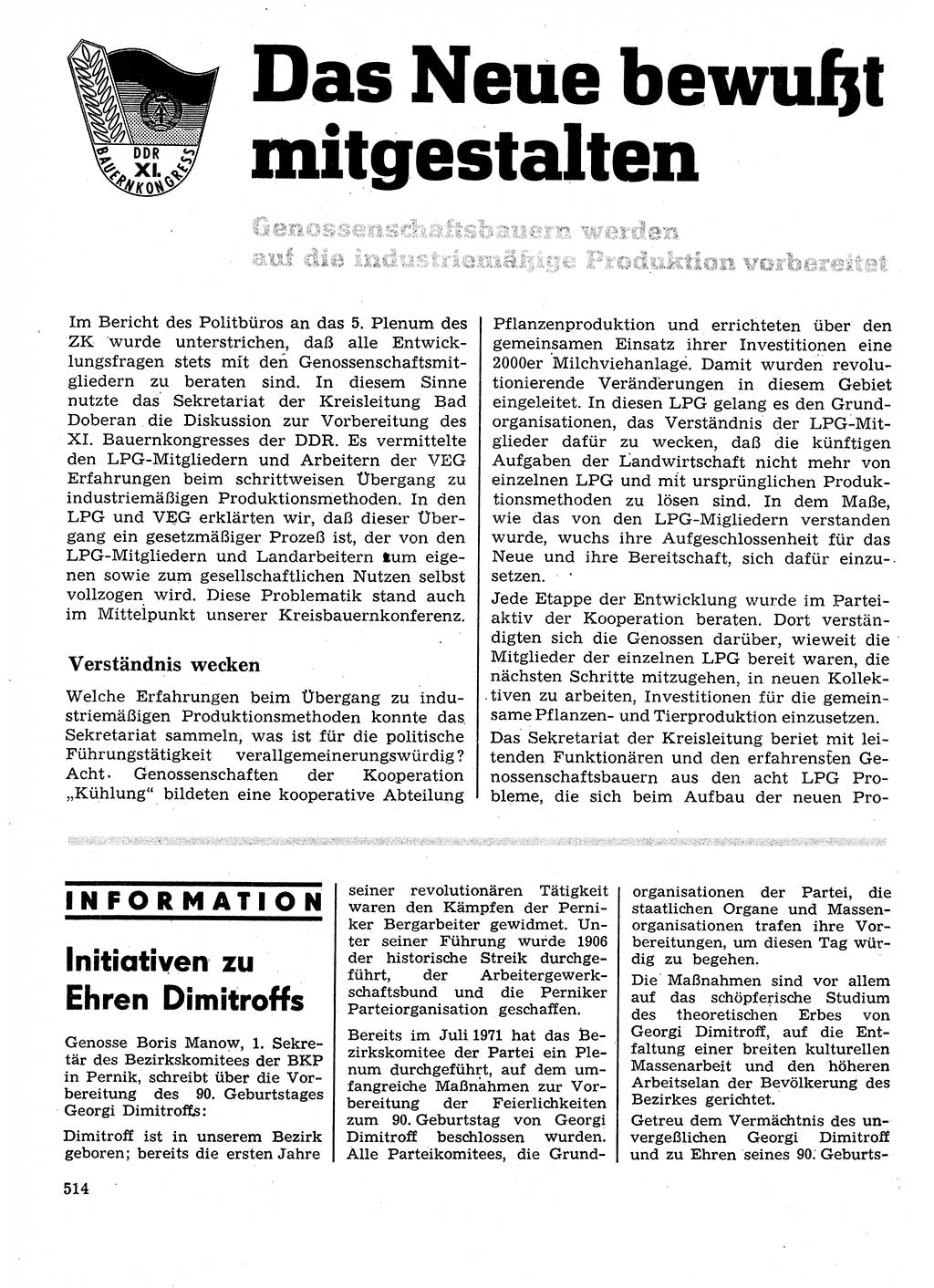 Neuer Weg (NW), Organ des Zentralkomitees (ZK) der SED (Sozialistische Einheitspartei Deutschlands) für Fragen des Parteilebens, 27. Jahrgang [Deutsche Demokratische Republik (DDR)] 1972, Seite 514 (NW ZK SED DDR 1972, S. 514)
