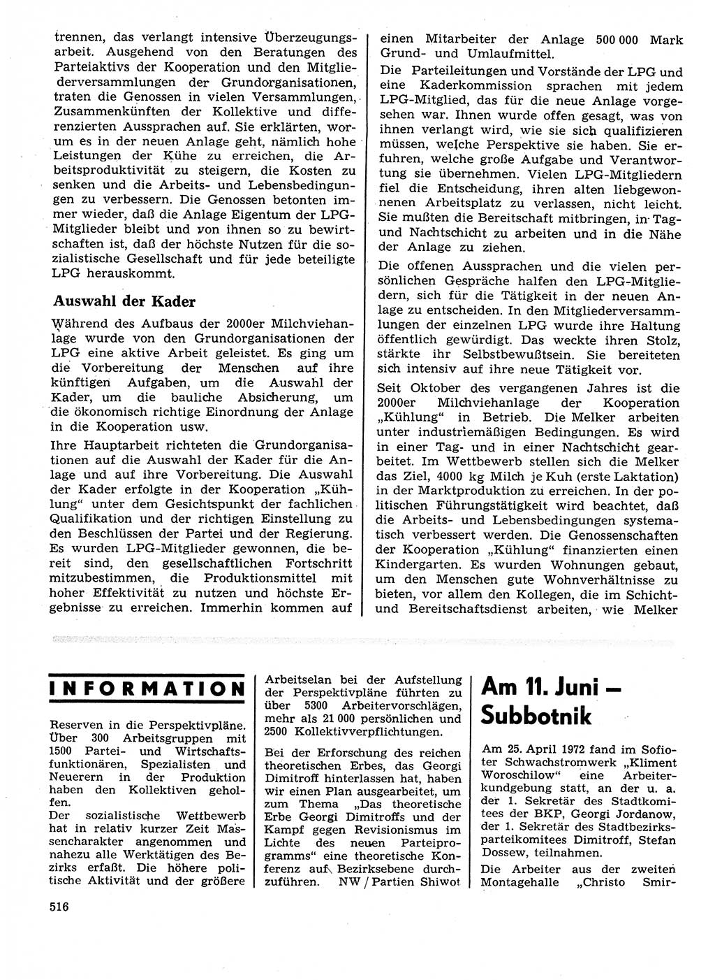 Neuer Weg (NW), Organ des Zentralkomitees (ZK) der SED (Sozialistische Einheitspartei Deutschlands) für Fragen des Parteilebens, 27. Jahrgang [Deutsche Demokratische Republik (DDR)] 1972, Seite 516 (NW ZK SED DDR 1972, S. 516)