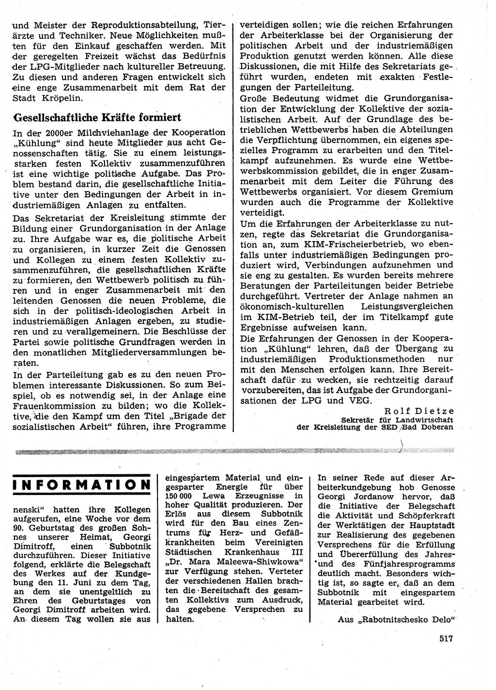 Neuer Weg (NW), Organ des Zentralkomitees (ZK) der SED (Sozialistische Einheitspartei Deutschlands) für Fragen des Parteilebens, 27. Jahrgang [Deutsche Demokratische Republik (DDR)] 1972, Seite 517 (NW ZK SED DDR 1972, S. 517)