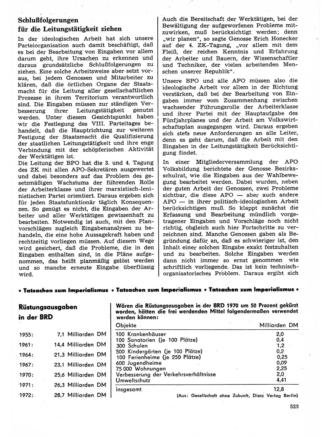 Neuer Weg (NW), Organ des Zentralkomitees (ZK) der SED (Sozialistische Einheitspartei Deutschlands) für Fragen des Parteilebens, 27. Jahrgang [Deutsche Demokratische Republik (DDR)] 1972, Seite 523 (NW ZK SED DDR 1972, S. 523)