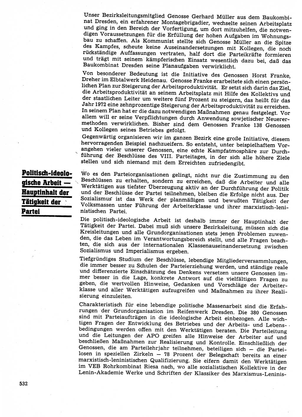 Neuer Weg (NW), Organ des Zentralkomitees (ZK) der SED (Sozialistische Einheitspartei Deutschlands) für Fragen des Parteilebens, 27. Jahrgang [Deutsche Demokratische Republik (DDR)] 1972, Seite 532 (NW ZK SED DDR 1972, S. 532)