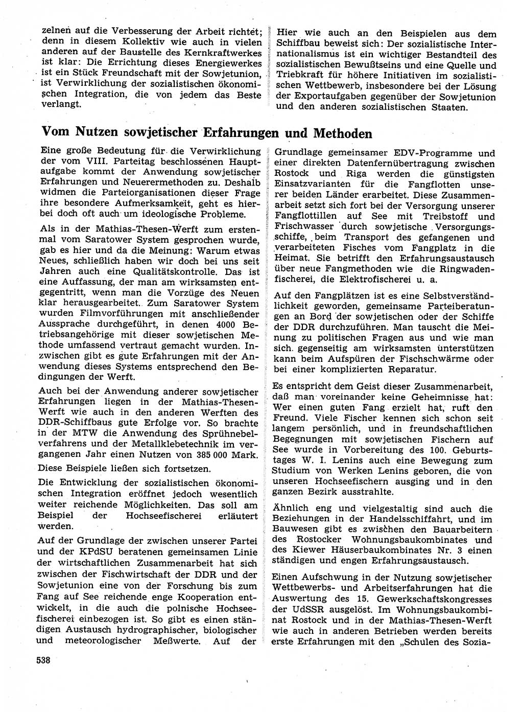 Neuer Weg (NW), Organ des Zentralkomitees (ZK) der SED (Sozialistische Einheitspartei Deutschlands) für Fragen des Parteilebens, 27. Jahrgang [Deutsche Demokratische Republik (DDR)] 1972, Seite 538 (NW ZK SED DDR 1972, S. 538)