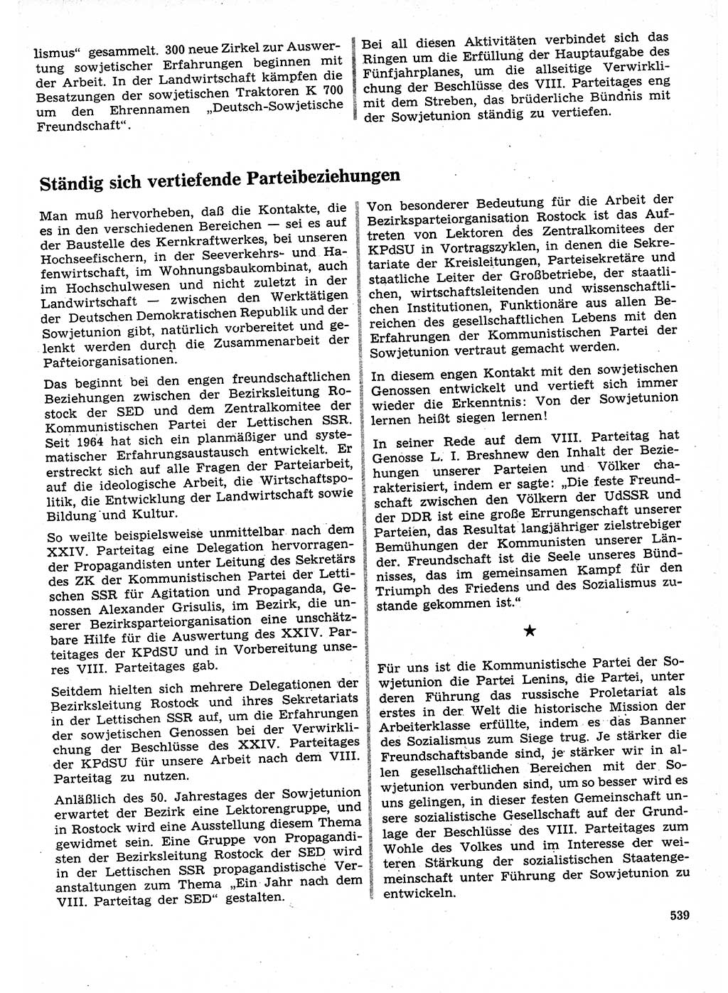 Neuer Weg (NW), Organ des Zentralkomitees (ZK) der SED (Sozialistische Einheitspartei Deutschlands) für Fragen des Parteilebens, 27. Jahrgang [Deutsche Demokratische Republik (DDR)] 1972, Seite 539 (NW ZK SED DDR 1972, S. 539)