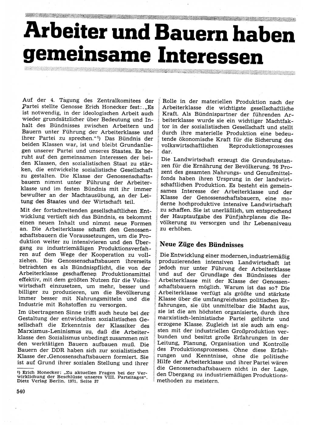 Neuer Weg (NW), Organ des Zentralkomitees (ZK) der SED (Sozialistische Einheitspartei Deutschlands) für Fragen des Parteilebens, 27. Jahrgang [Deutsche Demokratische Republik (DDR)] 1972, Seite 540 (NW ZK SED DDR 1972, S. 540)