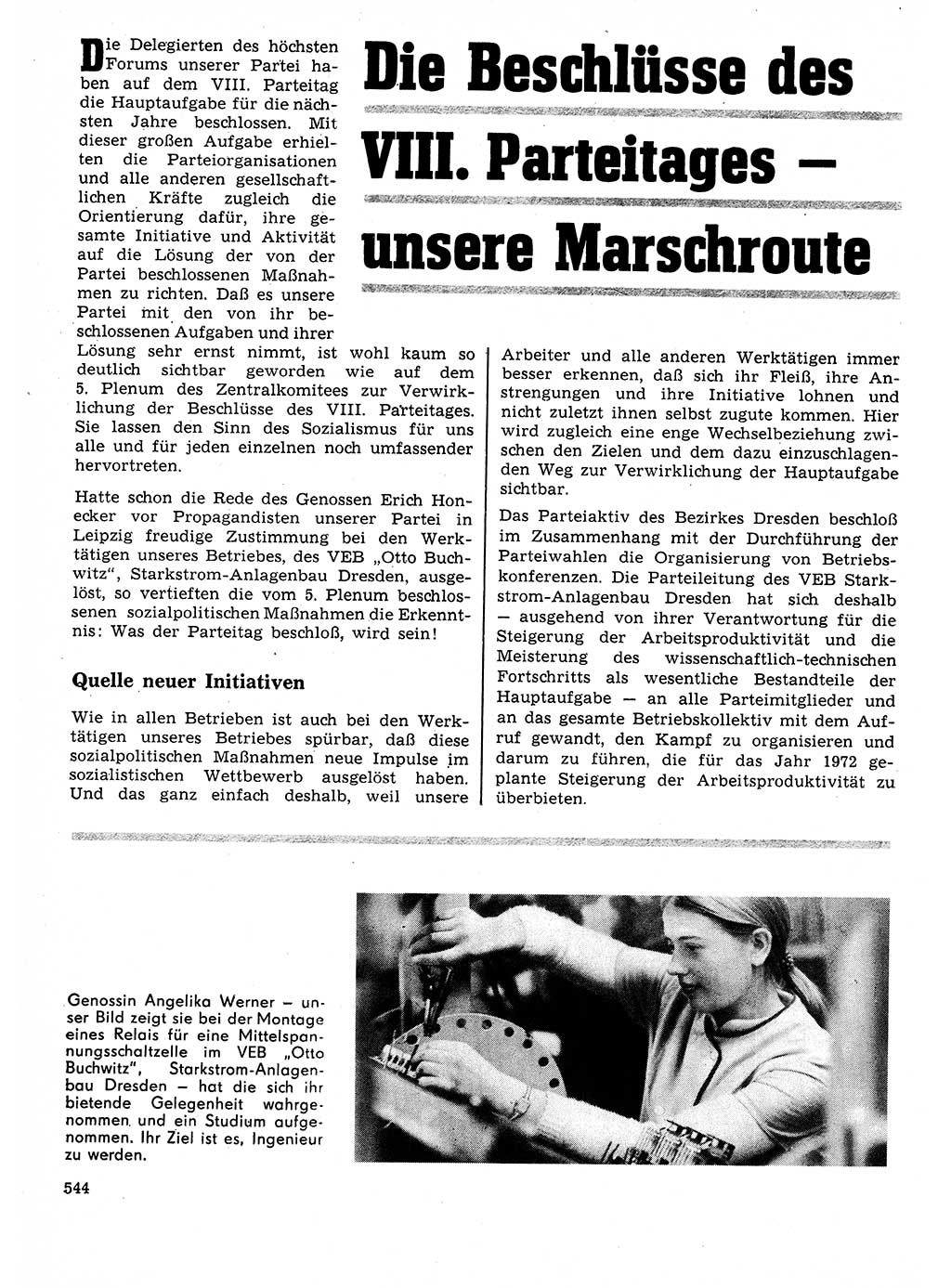 Neuer Weg (NW), Organ des Zentralkomitees (ZK) der SED (Sozialistische Einheitspartei Deutschlands) für Fragen des Parteilebens, 27. Jahrgang [Deutsche Demokratische Republik (DDR)] 1972, Seite 544 (NW ZK SED DDR 1972, S. 544)