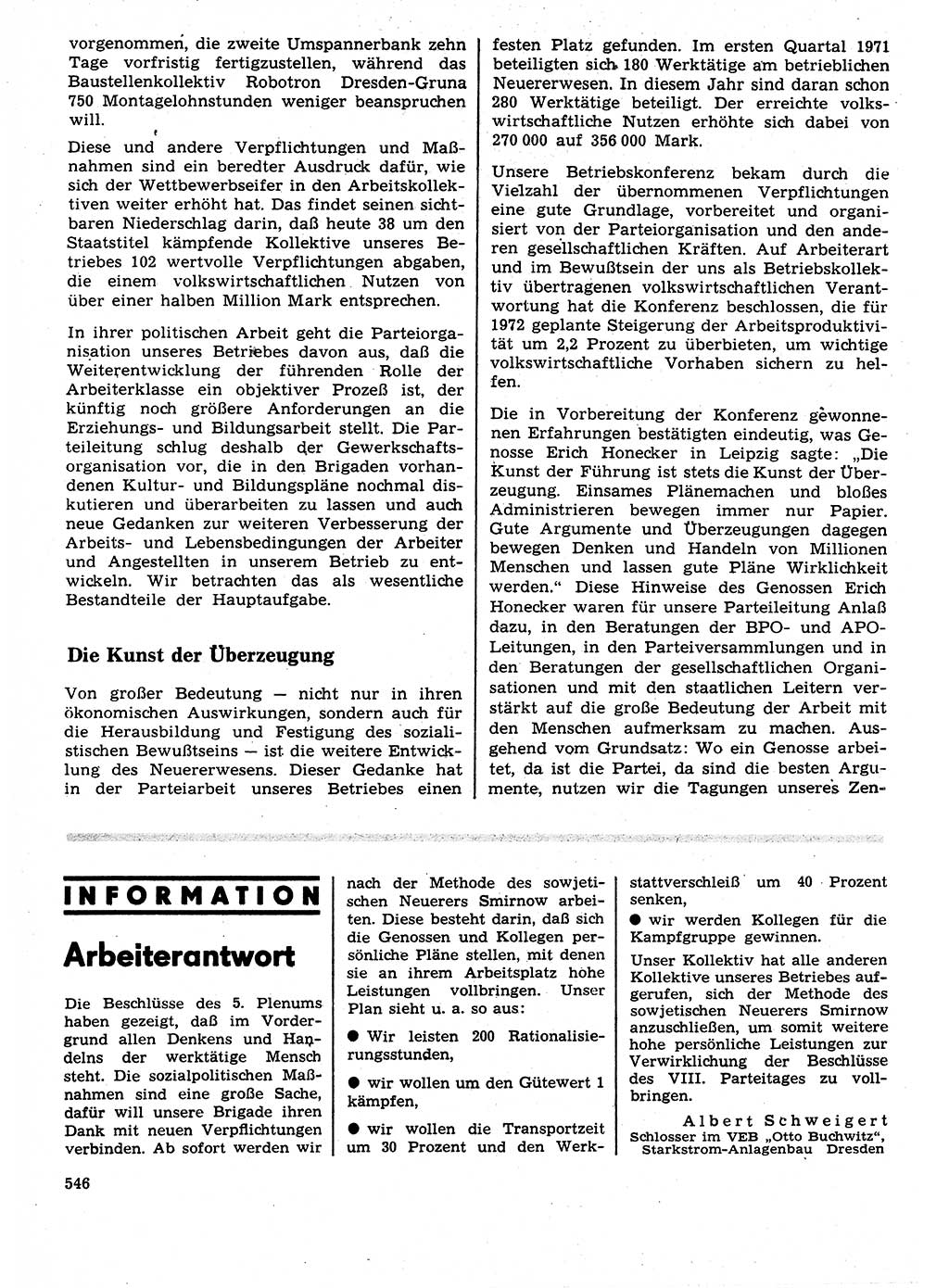 Neuer Weg (NW), Organ des Zentralkomitees (ZK) der SED (Sozialistische Einheitspartei Deutschlands) für Fragen des Parteilebens, 27. Jahrgang [Deutsche Demokratische Republik (DDR)] 1972, Seite 546 (NW ZK SED DDR 1972, S. 546)