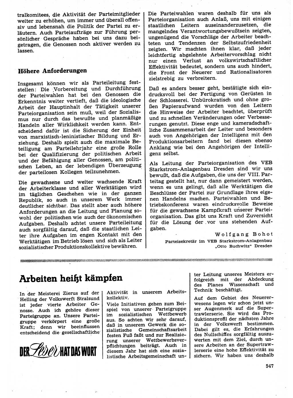 Neuer Weg (NW), Organ des Zentralkomitees (ZK) der SED (Sozialistische Einheitspartei Deutschlands) für Fragen des Parteilebens, 27. Jahrgang [Deutsche Demokratische Republik (DDR)] 1972, Seite 547 (NW ZK SED DDR 1972, S. 547)