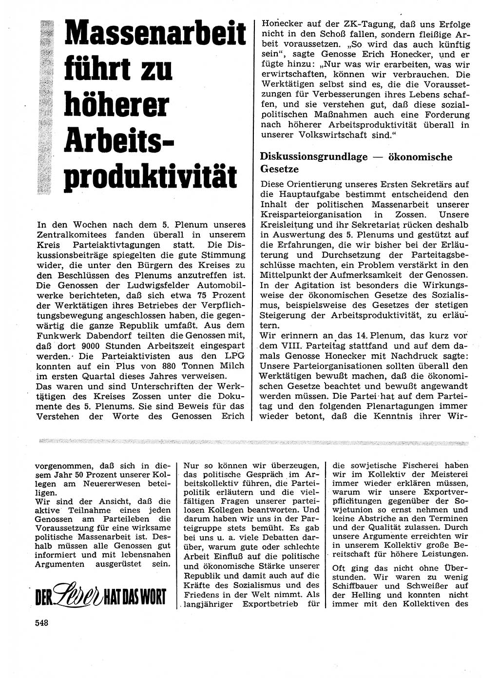 Neuer Weg (NW), Organ des Zentralkomitees (ZK) der SED (Sozialistische Einheitspartei Deutschlands) für Fragen des Parteilebens, 27. Jahrgang [Deutsche Demokratische Republik (DDR)] 1972, Seite 548 (NW ZK SED DDR 1972, S. 548)