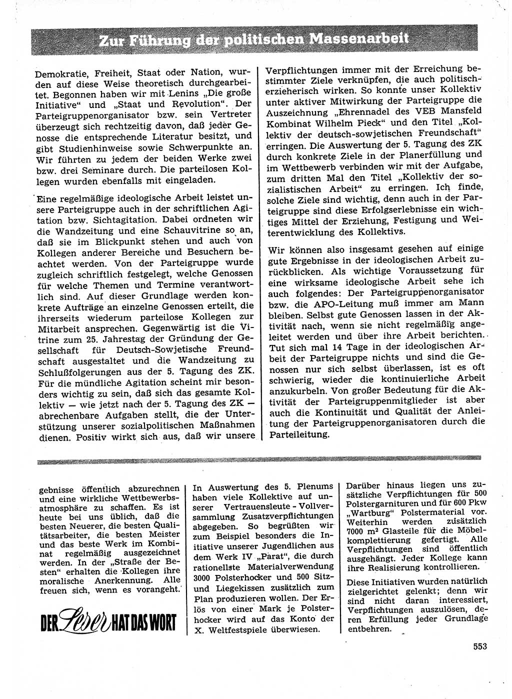 Neuer Weg (NW), Organ des Zentralkomitees (ZK) der SED (Sozialistische Einheitspartei Deutschlands) für Fragen des Parteilebens, 27. Jahrgang [Deutsche Demokratische Republik (DDR)] 1972, Seite 553 (NW ZK SED DDR 1972, S. 553)