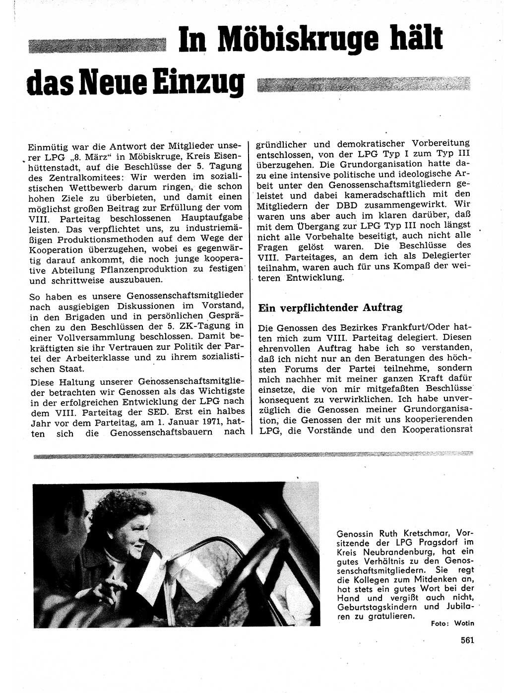 Neuer Weg (NW), Organ des Zentralkomitees (ZK) der SED (Sozialistische Einheitspartei Deutschlands) für Fragen des Parteilebens, 27. Jahrgang [Deutsche Demokratische Republik (DDR)] 1972, Seite 561 (NW ZK SED DDR 1972, S. 561)