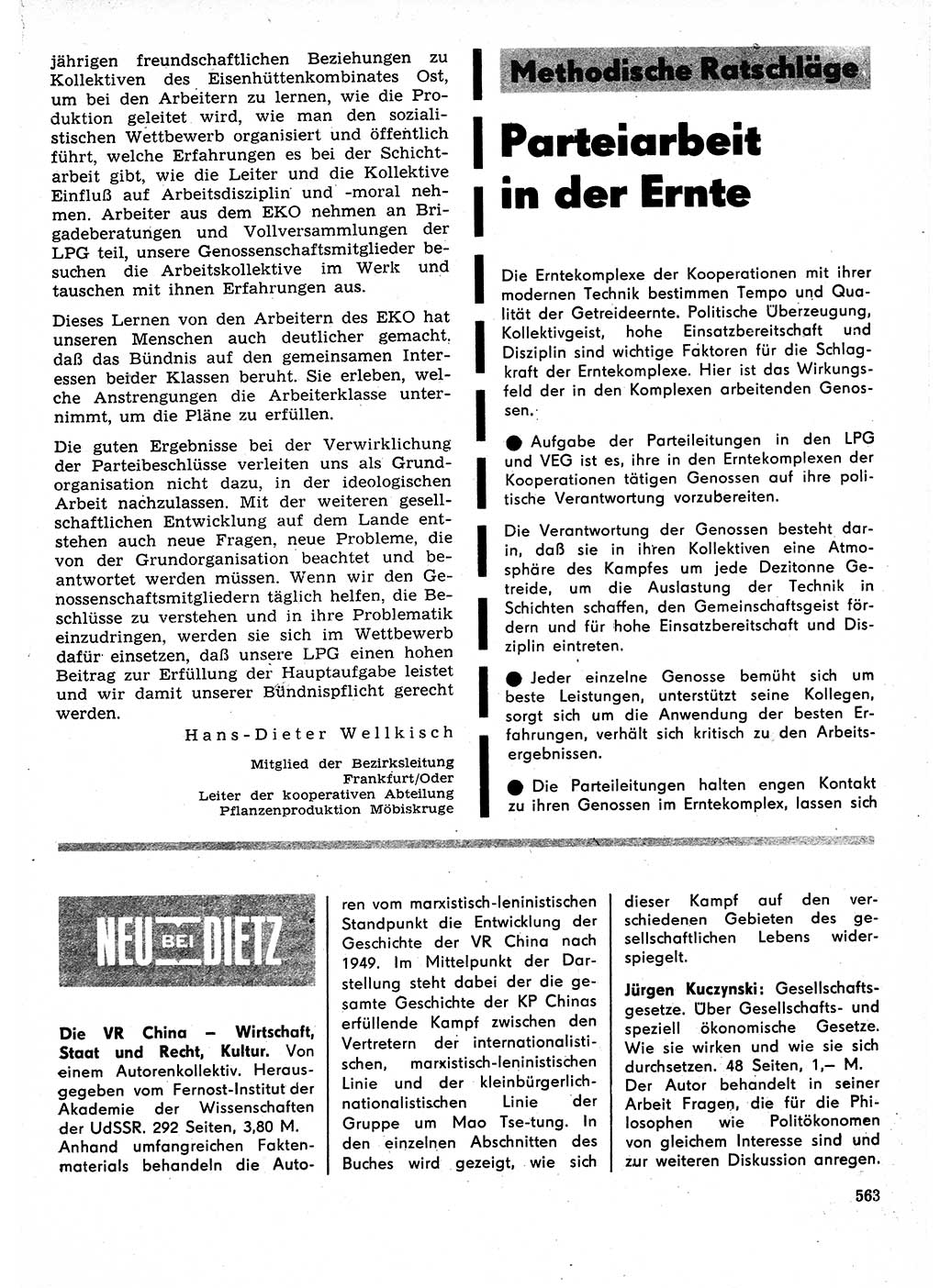 Neuer Weg (NW), Organ des Zentralkomitees (ZK) der SED (Sozialistische Einheitspartei Deutschlands) für Fragen des Parteilebens, 27. Jahrgang [Deutsche Demokratische Republik (DDR)] 1972, Seite 563 (NW ZK SED DDR 1972, S. 563)