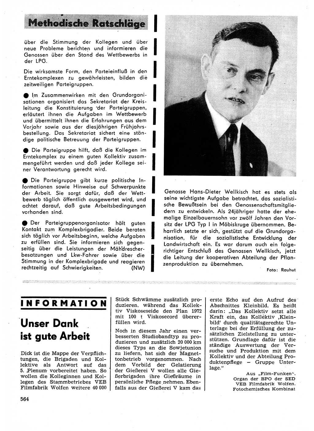 Neuer Weg (NW), Organ des Zentralkomitees (ZK) der SED (Sozialistische Einheitspartei Deutschlands) für Fragen des Parteilebens, 27. Jahrgang [Deutsche Demokratische Republik (DDR)] 1972, Seite 564 (NW ZK SED DDR 1972, S. 564)