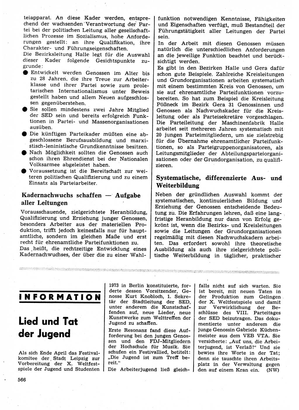 Neuer Weg (NW), Organ des Zentralkomitees (ZK) der SED (Sozialistische Einheitspartei Deutschlands) für Fragen des Parteilebens, 27. Jahrgang [Deutsche Demokratische Republik (DDR)] 1972, Seite 566 (NW ZK SED DDR 1972, S. 566)