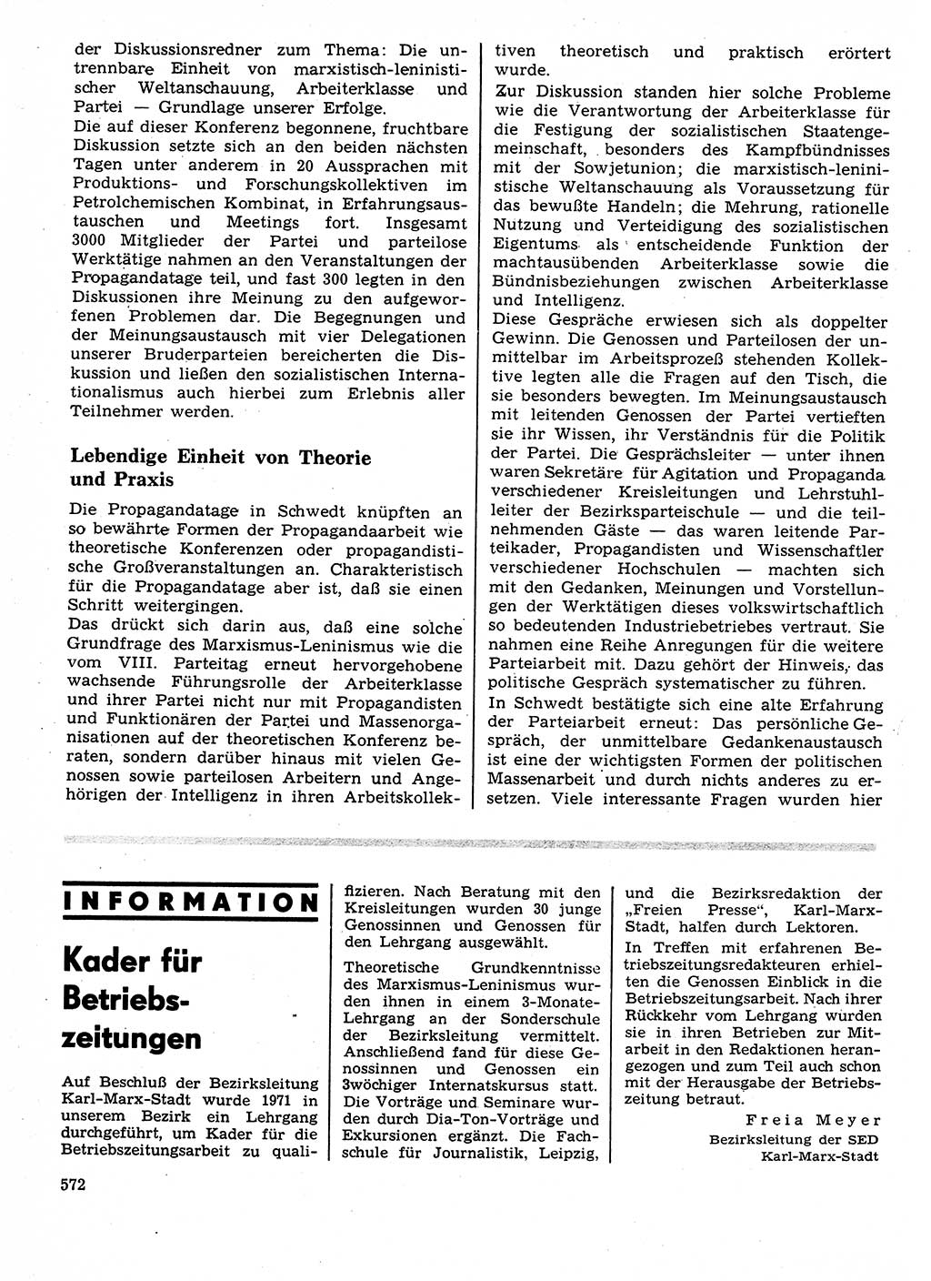 Neuer Weg (NW), Organ des Zentralkomitees (ZK) der SED (Sozialistische Einheitspartei Deutschlands) für Fragen des Parteilebens, 27. Jahrgang [Deutsche Demokratische Republik (DDR)] 1972, Seite 572 (NW ZK SED DDR 1972, S. 572)