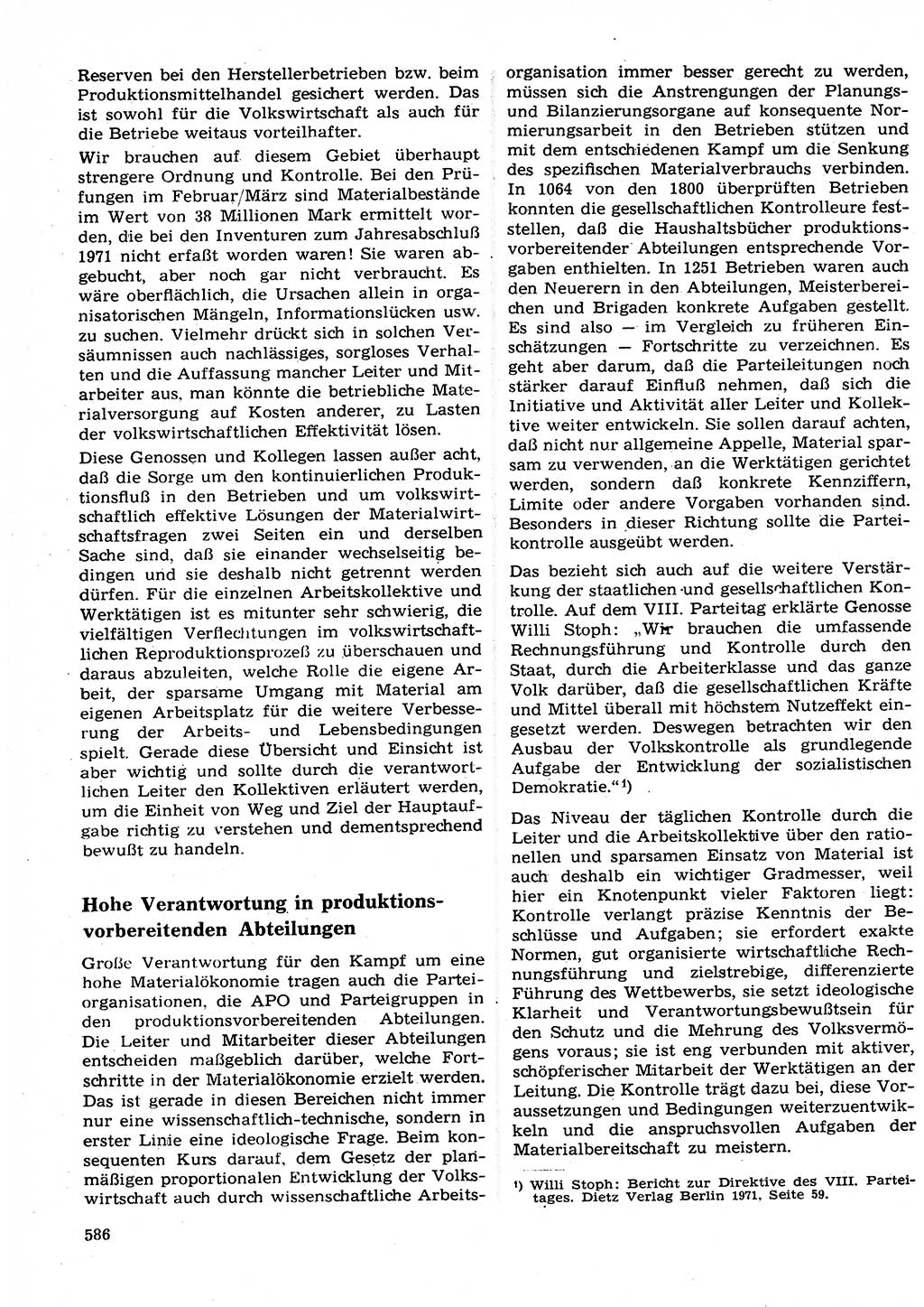 Neuer Weg (NW), Organ des Zentralkomitees (ZK) der SED (Sozialistische Einheitspartei Deutschlands) für Fragen des Parteilebens, 27. Jahrgang [Deutsche Demokratische Republik (DDR)] 1972, Seite 586 (NW ZK SED DDR 1972, S. 586)