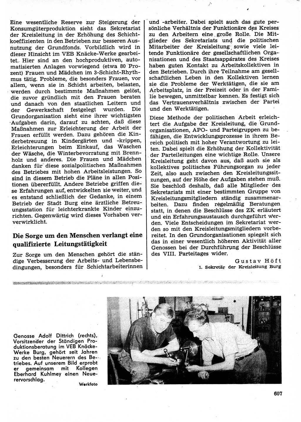 Neuer Weg (NW), Organ des Zentralkomitees (ZK) der SED (Sozialistische Einheitspartei Deutschlands) für Fragen des Parteilebens, 27. Jahrgang [Deutsche Demokratische Republik (DDR)] 1972, Seite 607 (NW ZK SED DDR 1972, S. 607)