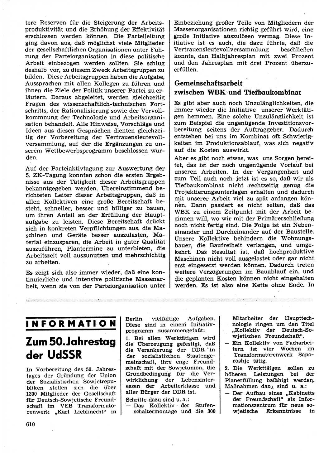 Neuer Weg (NW), Organ des Zentralkomitees (ZK) der SED (Sozialistische Einheitspartei Deutschlands) für Fragen des Parteilebens, 27. Jahrgang [Deutsche Demokratische Republik (DDR)] 1972, Seite 610 (NW ZK SED DDR 1972, S. 610)