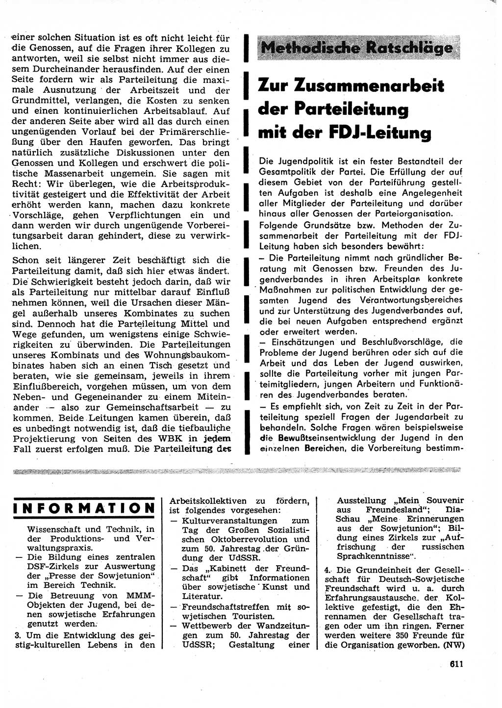 Neuer Weg (NW), Organ des Zentralkomitees (ZK) der SED (Sozialistische Einheitspartei Deutschlands) für Fragen des Parteilebens, 27. Jahrgang [Deutsche Demokratische Republik (DDR)] 1972, Seite 611 (NW ZK SED DDR 1972, S. 611)