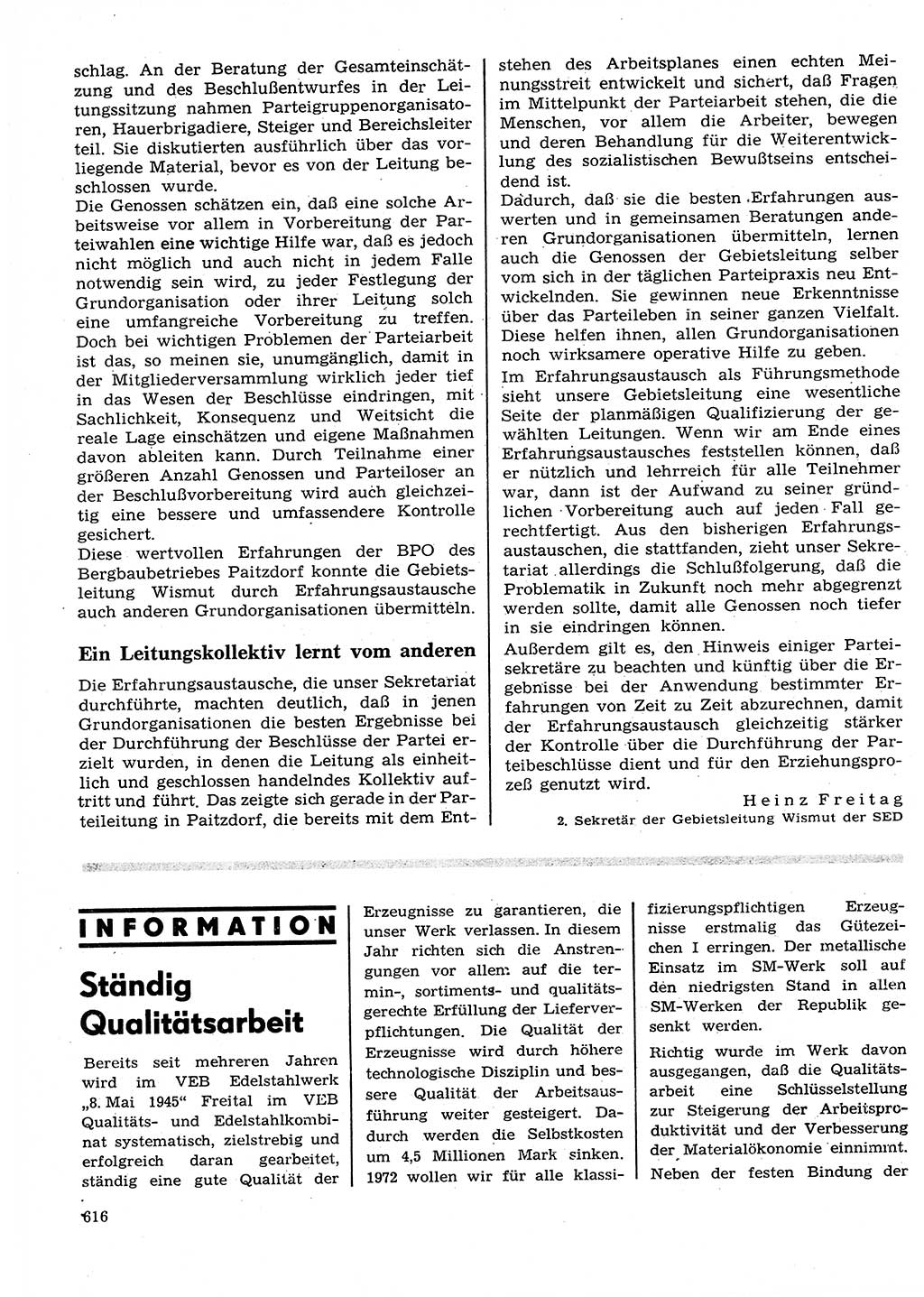 Neuer Weg (NW), Organ des Zentralkomitees (ZK) der SED (Sozialistische Einheitspartei Deutschlands) für Fragen des Parteilebens, 27. Jahrgang [Deutsche Demokratische Republik (DDR)] 1972, Seite 616 (NW ZK SED DDR 1972, S. 616)