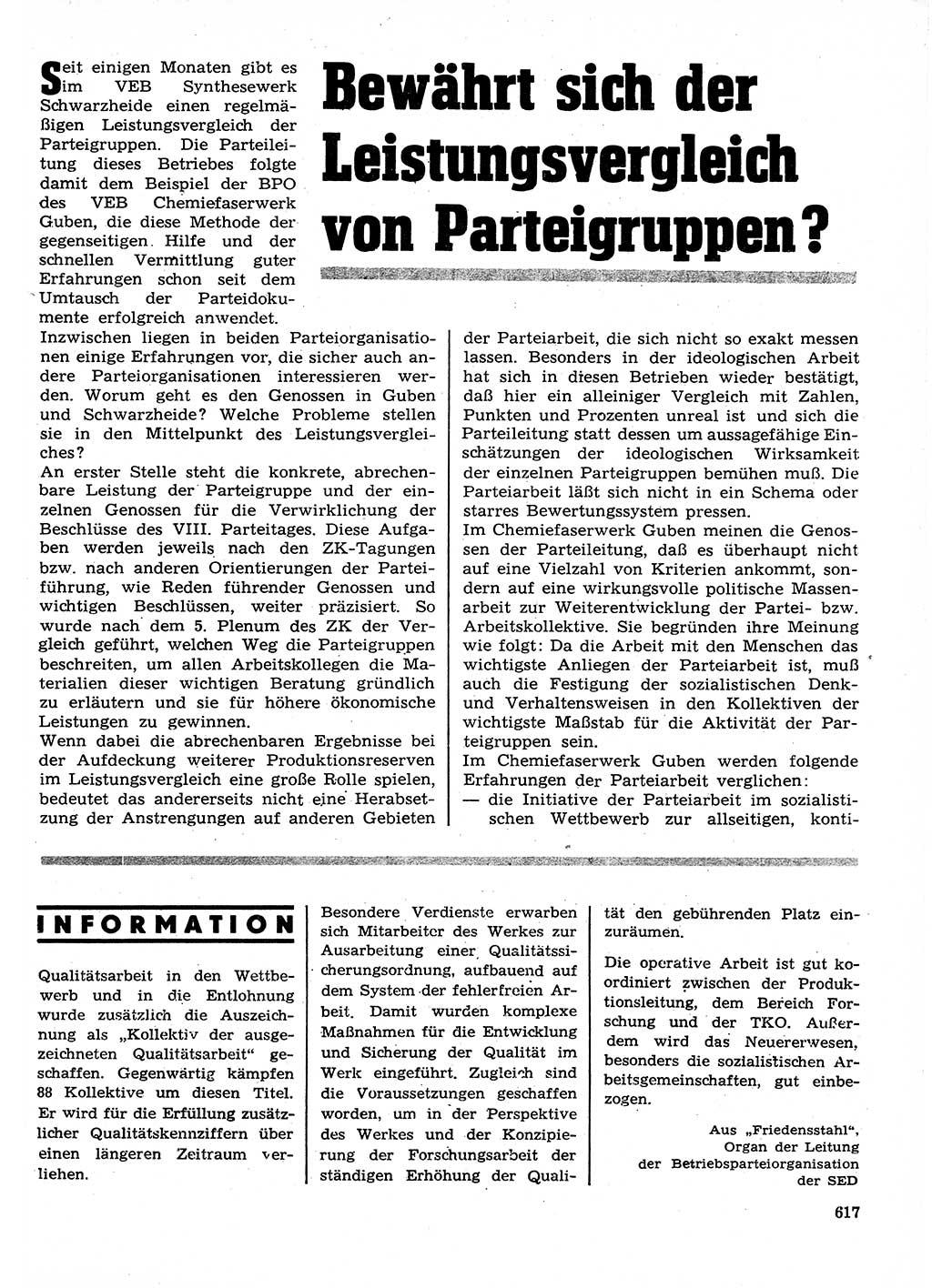 Neuer Weg (NW), Organ des Zentralkomitees (ZK) der SED (Sozialistische Einheitspartei Deutschlands) für Fragen des Parteilebens, 27. Jahrgang [Deutsche Demokratische Republik (DDR)] 1972, Seite 617 (NW ZK SED DDR 1972, S. 617)