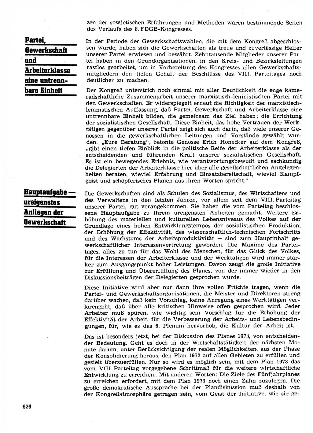 Neuer Weg (NW), Organ des Zentralkomitees (ZK) der SED (Sozialistische Einheitspartei Deutschlands) für Fragen des Parteilebens, 27. Jahrgang [Deutsche Demokratische Republik (DDR)] 1972, Seite 626 (NW ZK SED DDR 1972, S. 626)