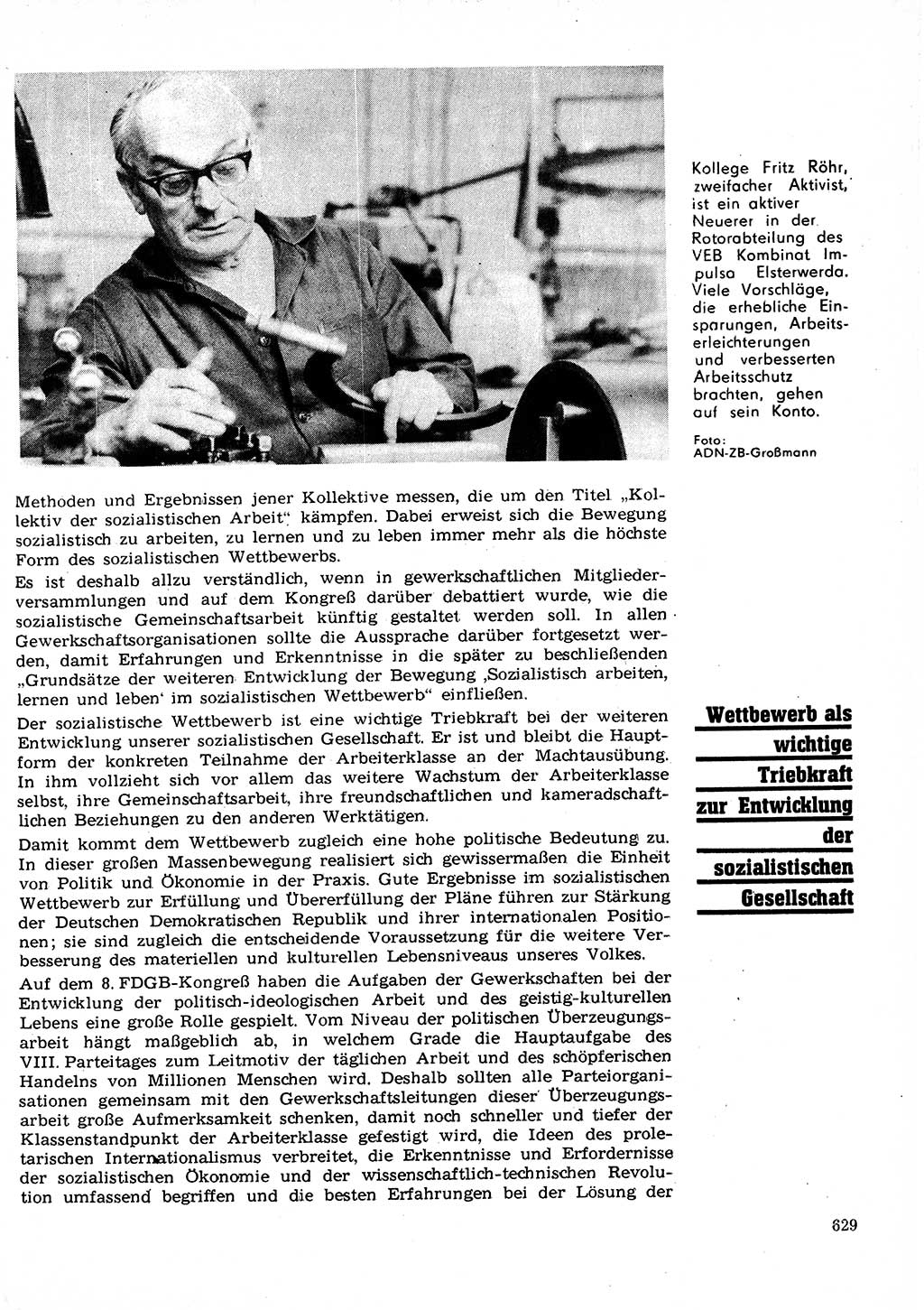 Neuer Weg (NW), Organ des Zentralkomitees (ZK) der SED (Sozialistische Einheitspartei Deutschlands) für Fragen des Parteilebens, 27. Jahrgang [Deutsche Demokratische Republik (DDR)] 1972, Seite 629 (NW ZK SED DDR 1972, S. 629)