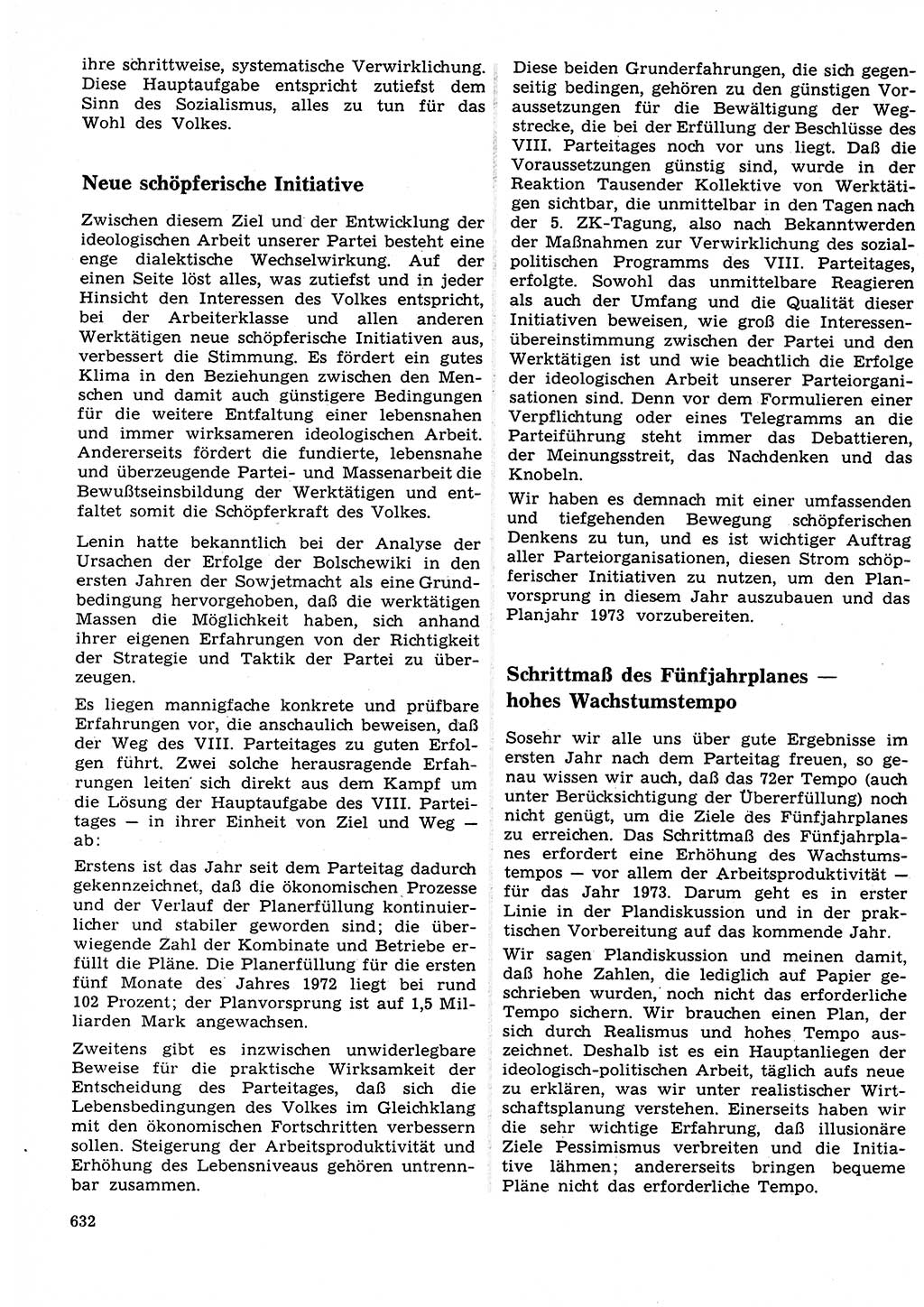 Neuer Weg (NW), Organ des Zentralkomitees (ZK) der SED (Sozialistische Einheitspartei Deutschlands) für Fragen des Parteilebens, 27. Jahrgang [Deutsche Demokratische Republik (DDR)] 1972, Seite 632 (NW ZK SED DDR 1972, S. 632)