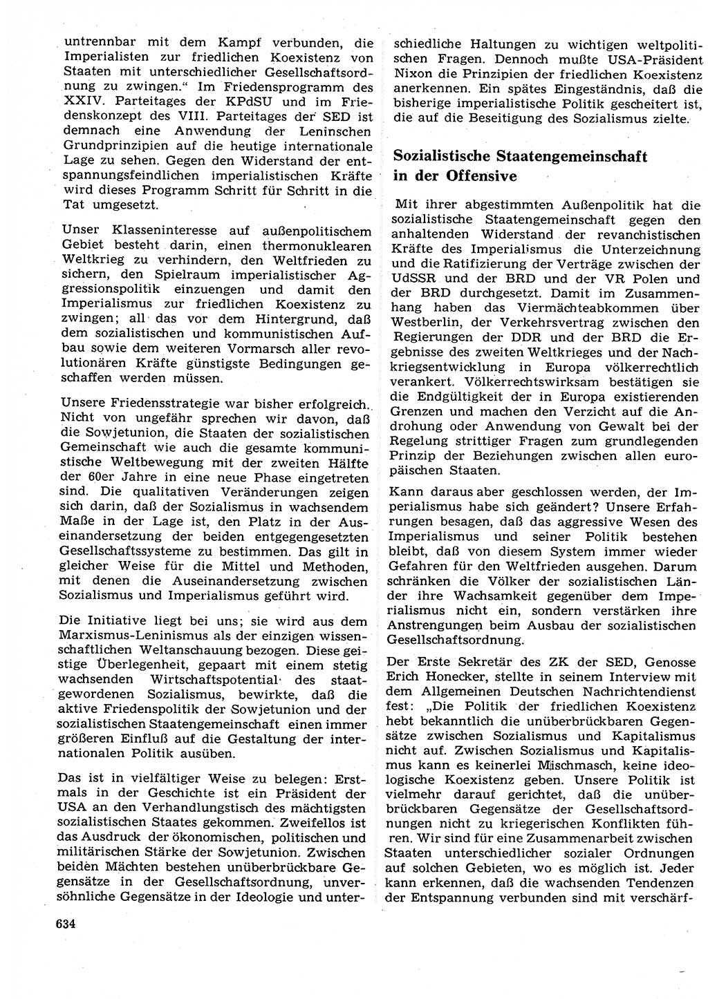 Neuer Weg (NW), Organ des Zentralkomitees (ZK) der SED (Sozialistische Einheitspartei Deutschlands) für Fragen des Parteilebens, 27. Jahrgang [Deutsche Demokratische Republik (DDR)] 1972, Seite 634 (NW ZK SED DDR 1972, S. 634)