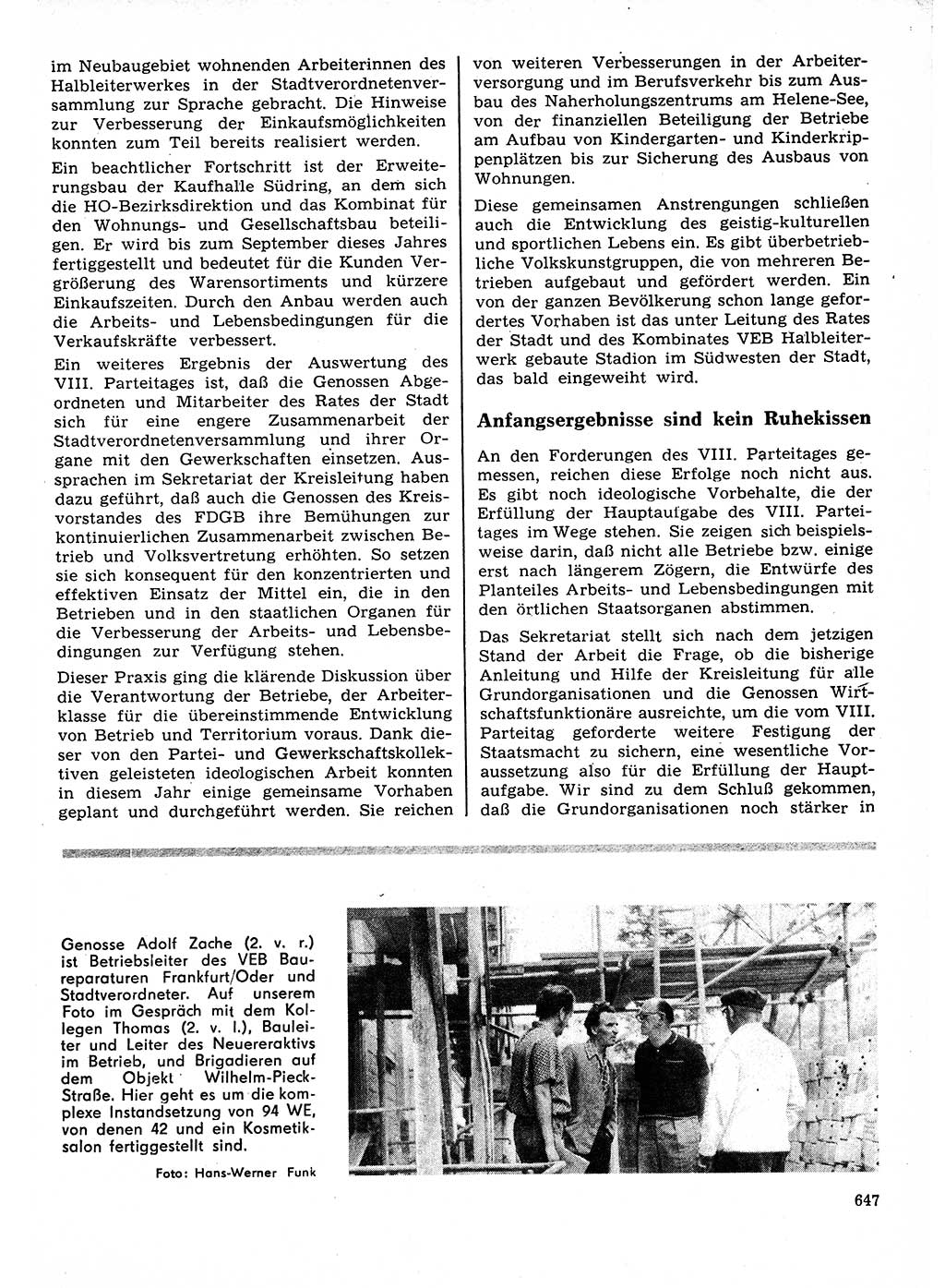 Neuer Weg (NW), Organ des Zentralkomitees (ZK) der SED (Sozialistische Einheitspartei Deutschlands) für Fragen des Parteilebens, 27. Jahrgang [Deutsche Demokratische Republik (DDR)] 1972, Seite 647 (NW ZK SED DDR 1972, S. 647)