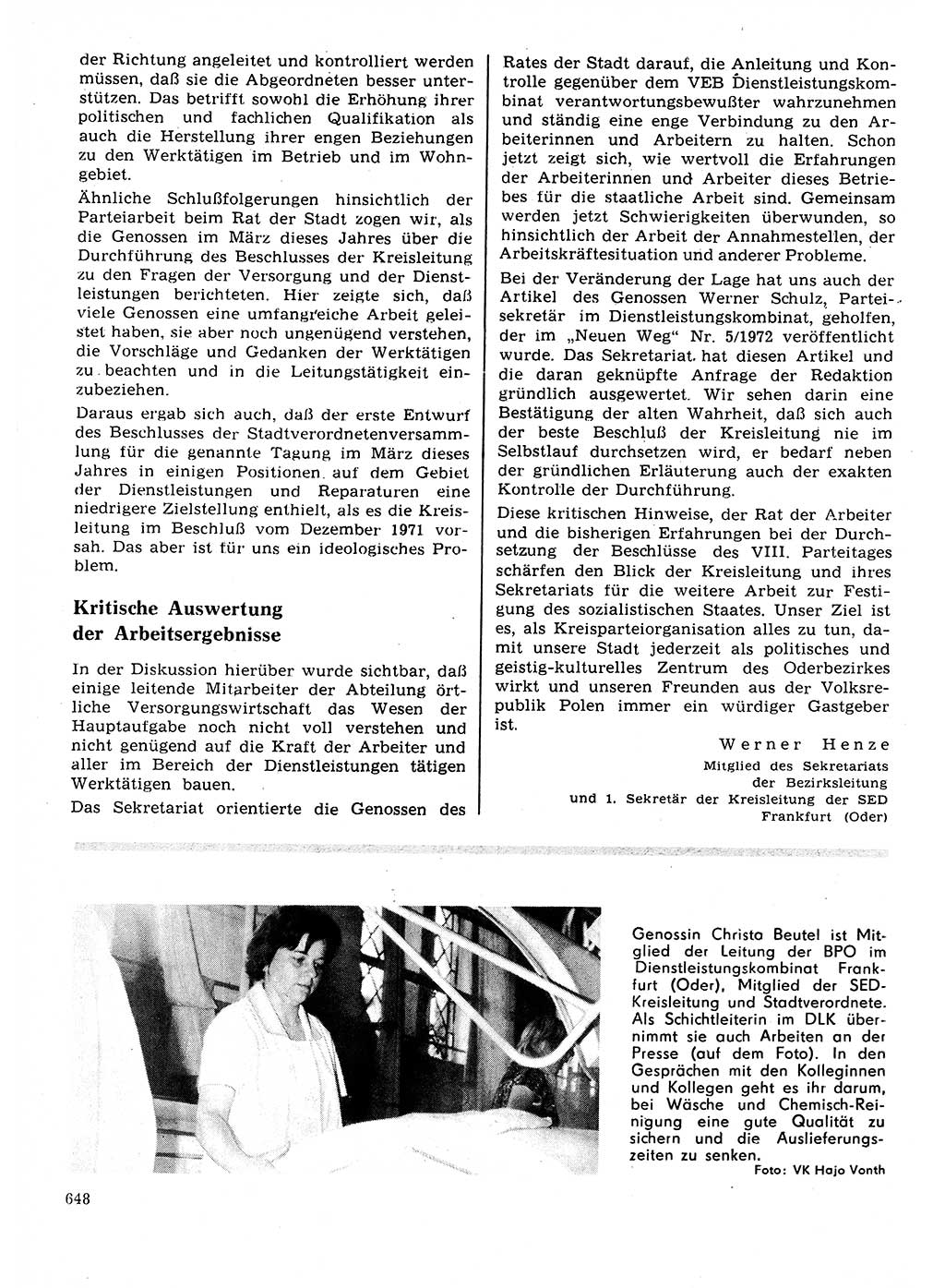 Neuer Weg (NW), Organ des Zentralkomitees (ZK) der SED (Sozialistische Einheitspartei Deutschlands) für Fragen des Parteilebens, 27. Jahrgang [Deutsche Demokratische Republik (DDR)] 1972, Seite 648 (NW ZK SED DDR 1972, S. 648)